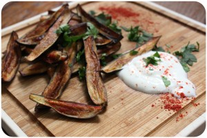 Frites d'aubergines au garam massala